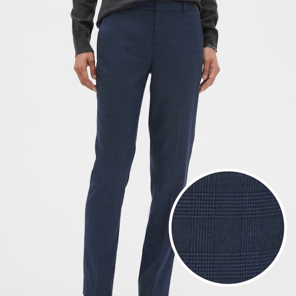 Banana Republic Ryan Blue Plaid Slim Straight Pant